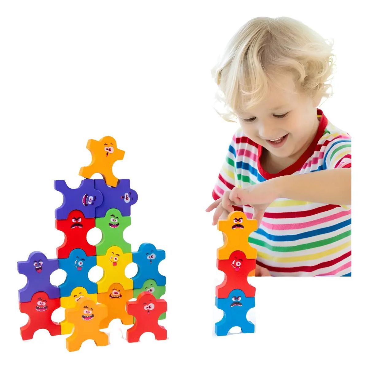 GENERICO - Juguete Apilable Montessori de Madera Multicolor