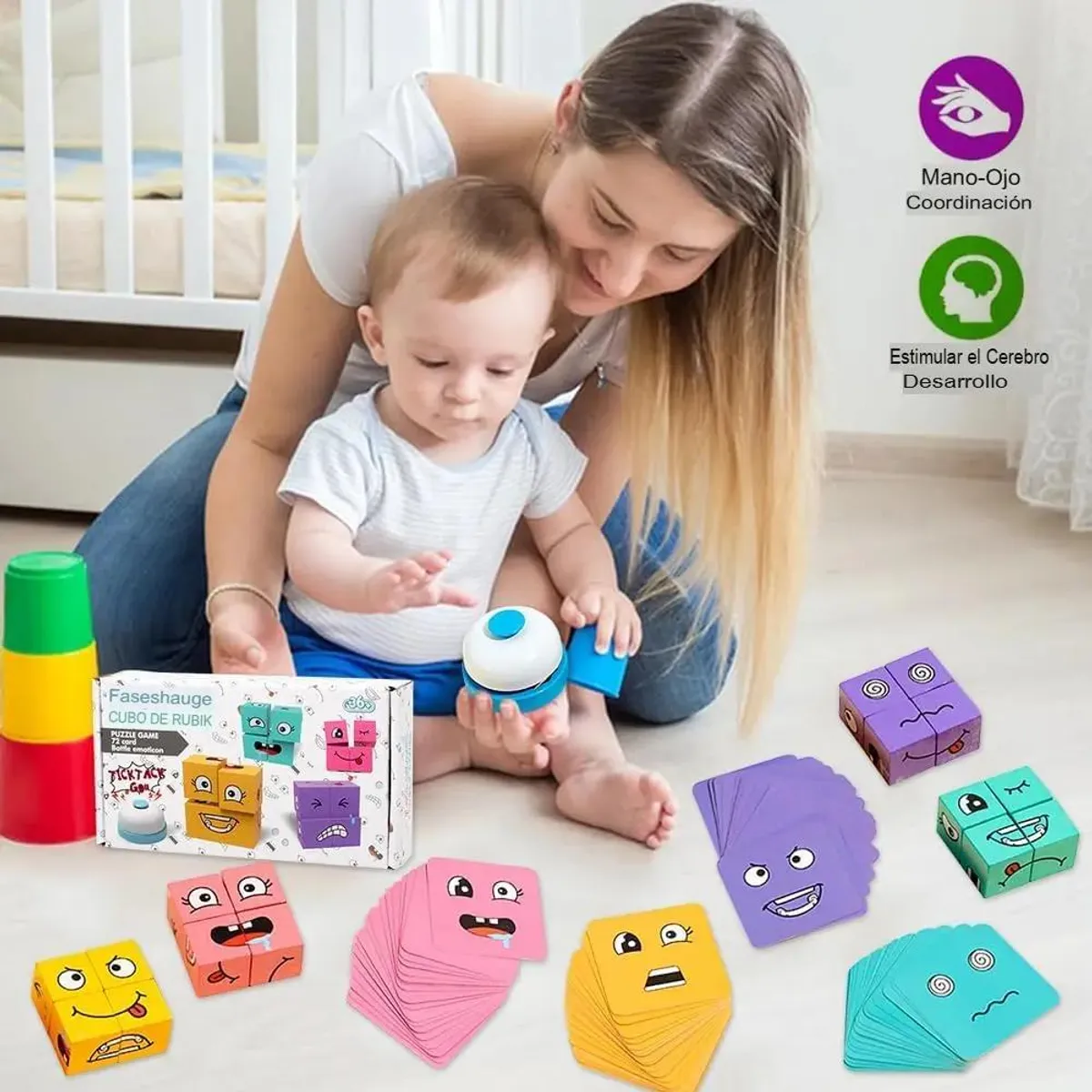 GENERICO - Juego Didáctico de Bloques de Madera con Expresiones