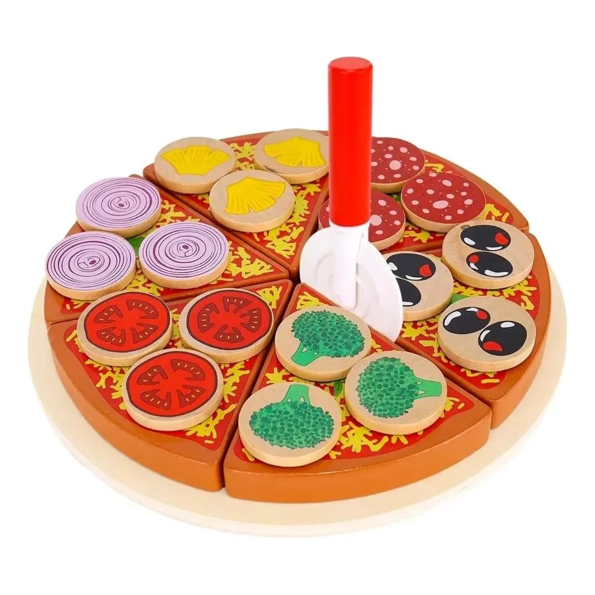 GENERICO - Juego Didáctico de Pizza de Madera 27 Piezas