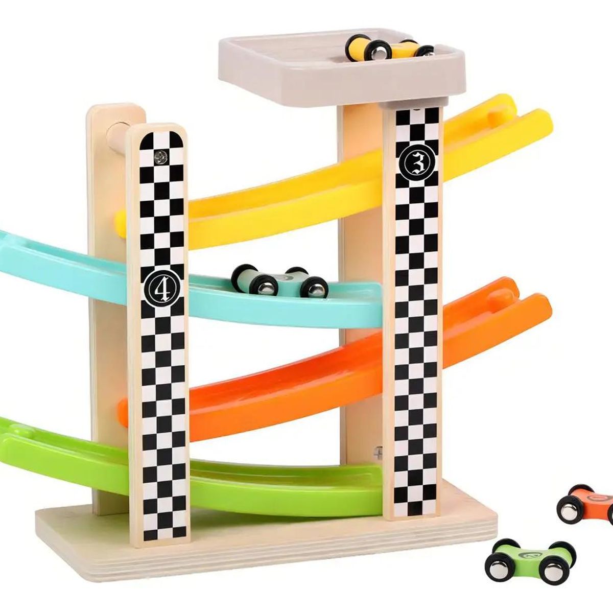 GENERICO - Auto de carreras de madera multicolor para niños
