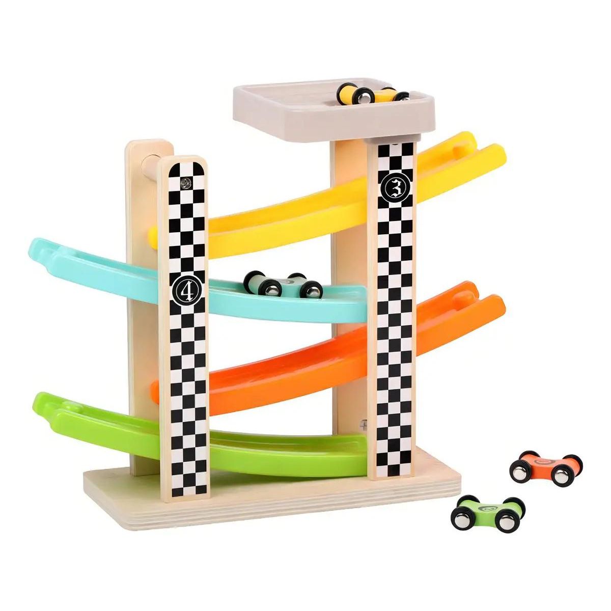 GENERICO - Auto de carreras de madera multicolor para niños