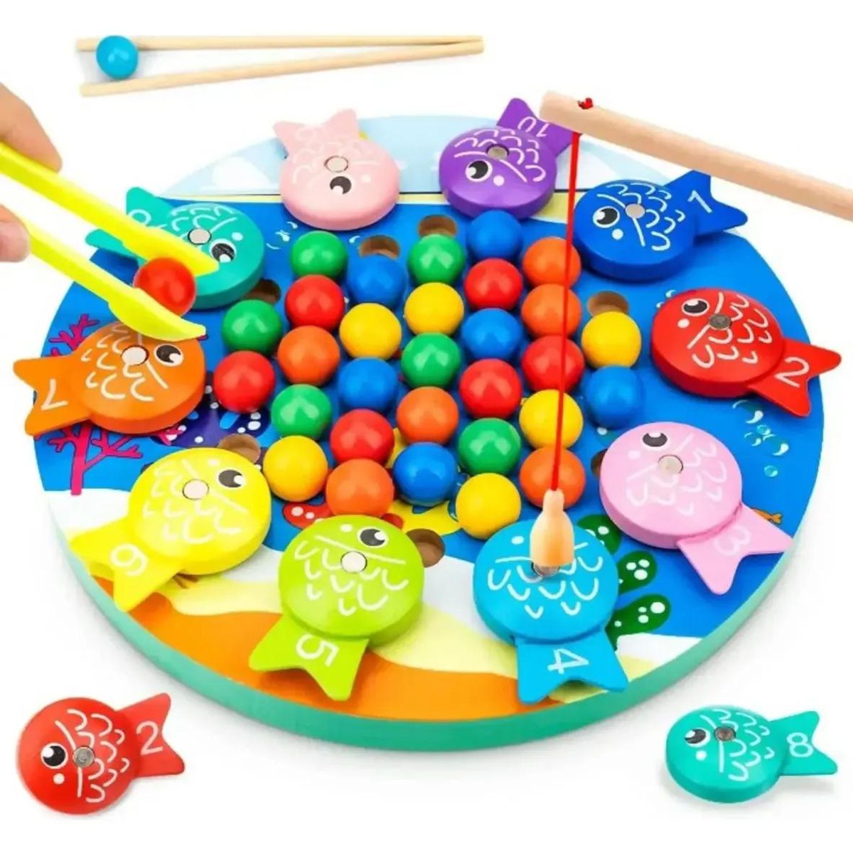 GENERICO - Juego de Pesca Magnético de Madera para Niños