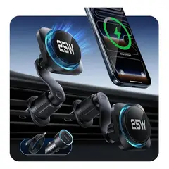 GENERICO - Soporte para Auto con Carga Inalámbrica Qi 25W