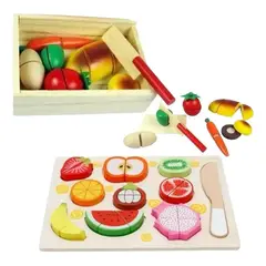 GENERICO - Juego de corta frutas y verduras de madera con velcro set