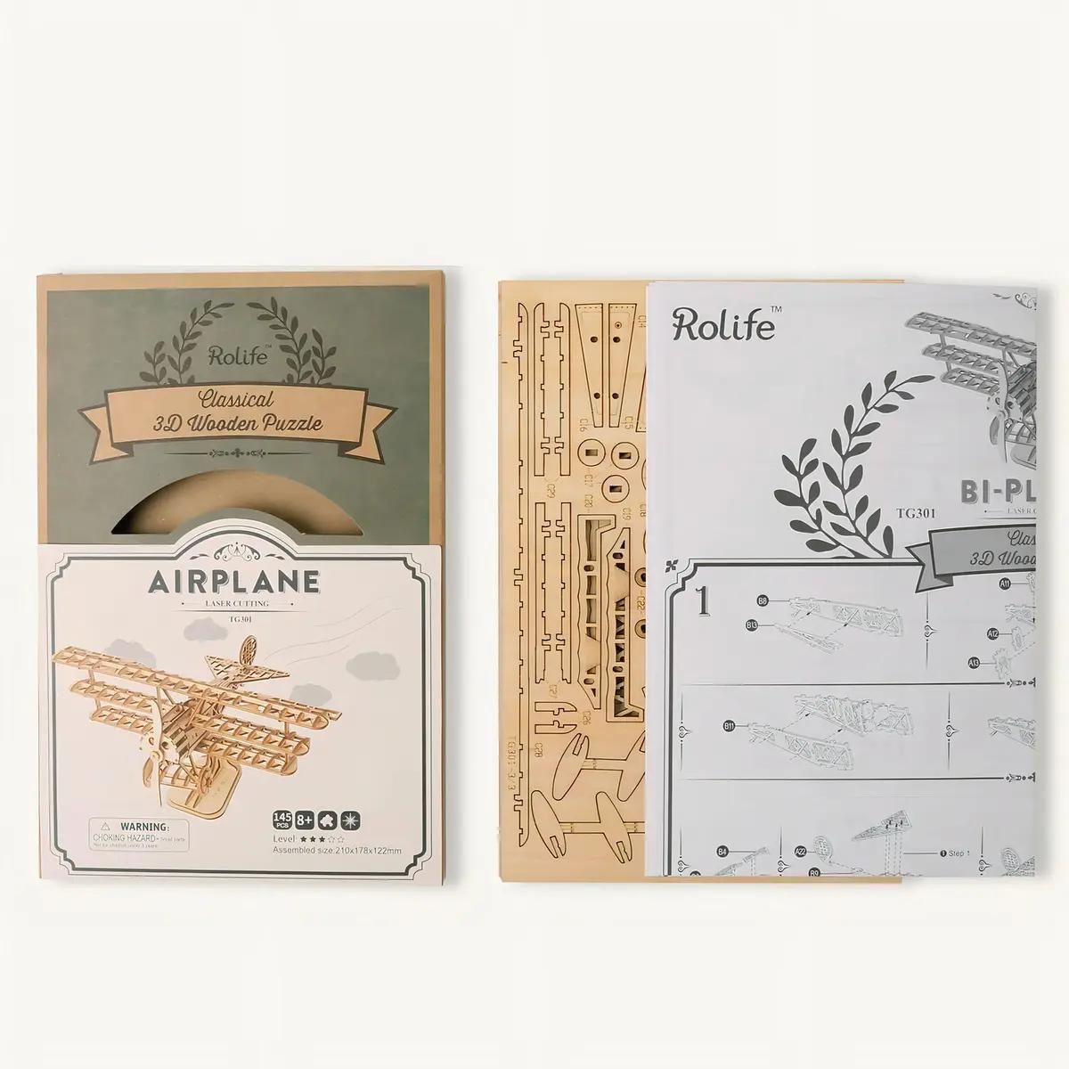 GENERICO - Puzzle 3D de Madera Avión Aeroplano 145 Piezas