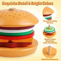 GENERICO - Hamburguesa Apilable de Madera Juguete Educativo