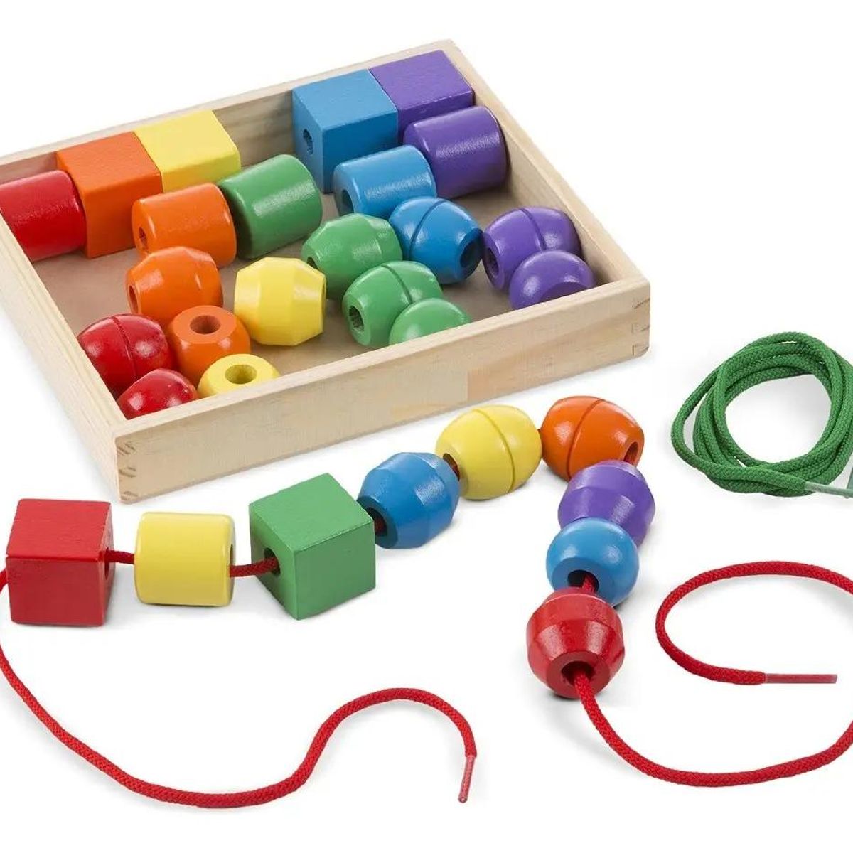 GENERICO - Juego de Enhebrado con Cuentas de Madera para Habilidades
