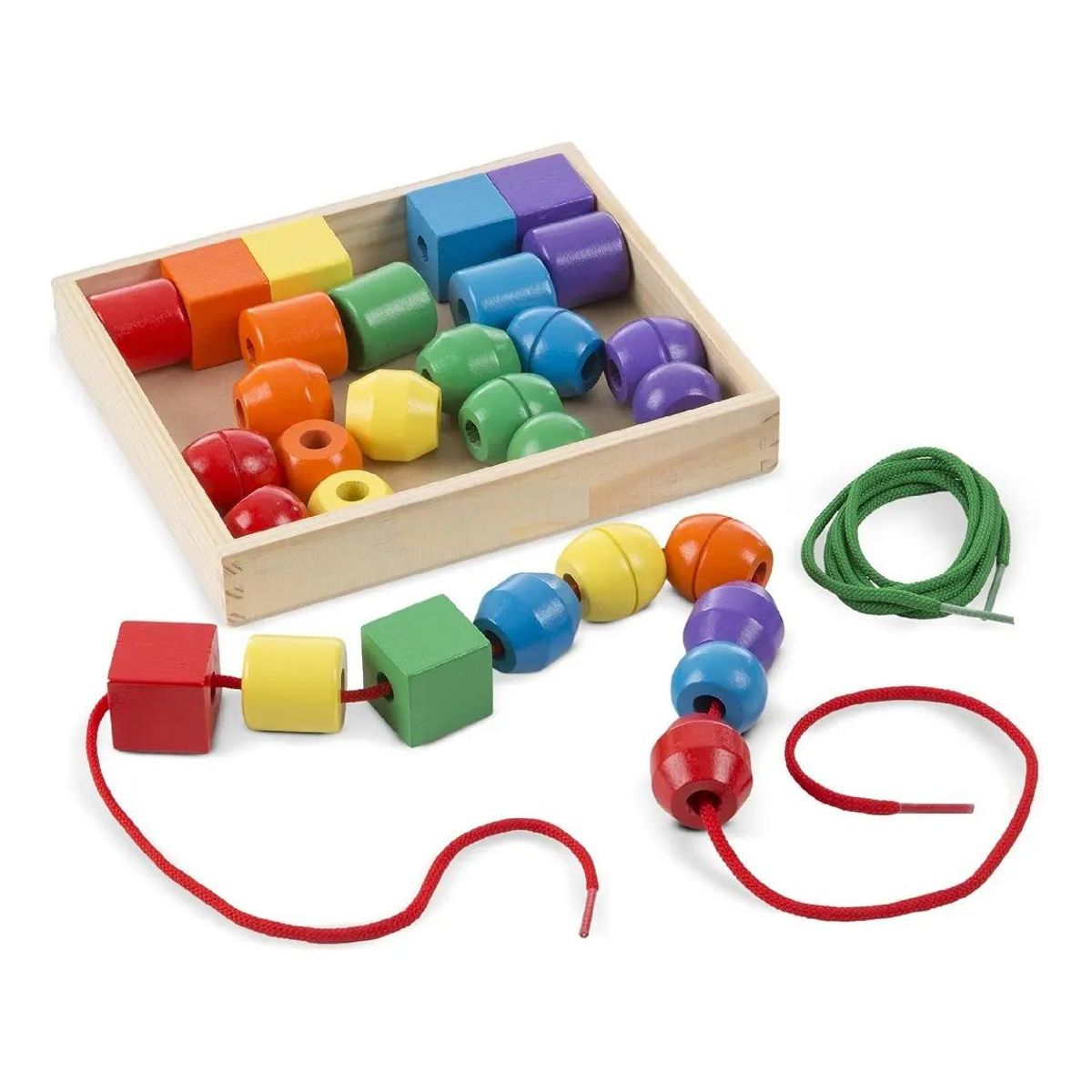 GENERICO - Juego de Enhebrado con Cuentas de Madera para Habilidades