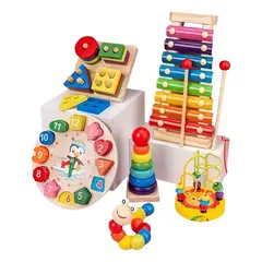 GENERICO - Pack 6 Juguetes Didácticos de Madera Montessori