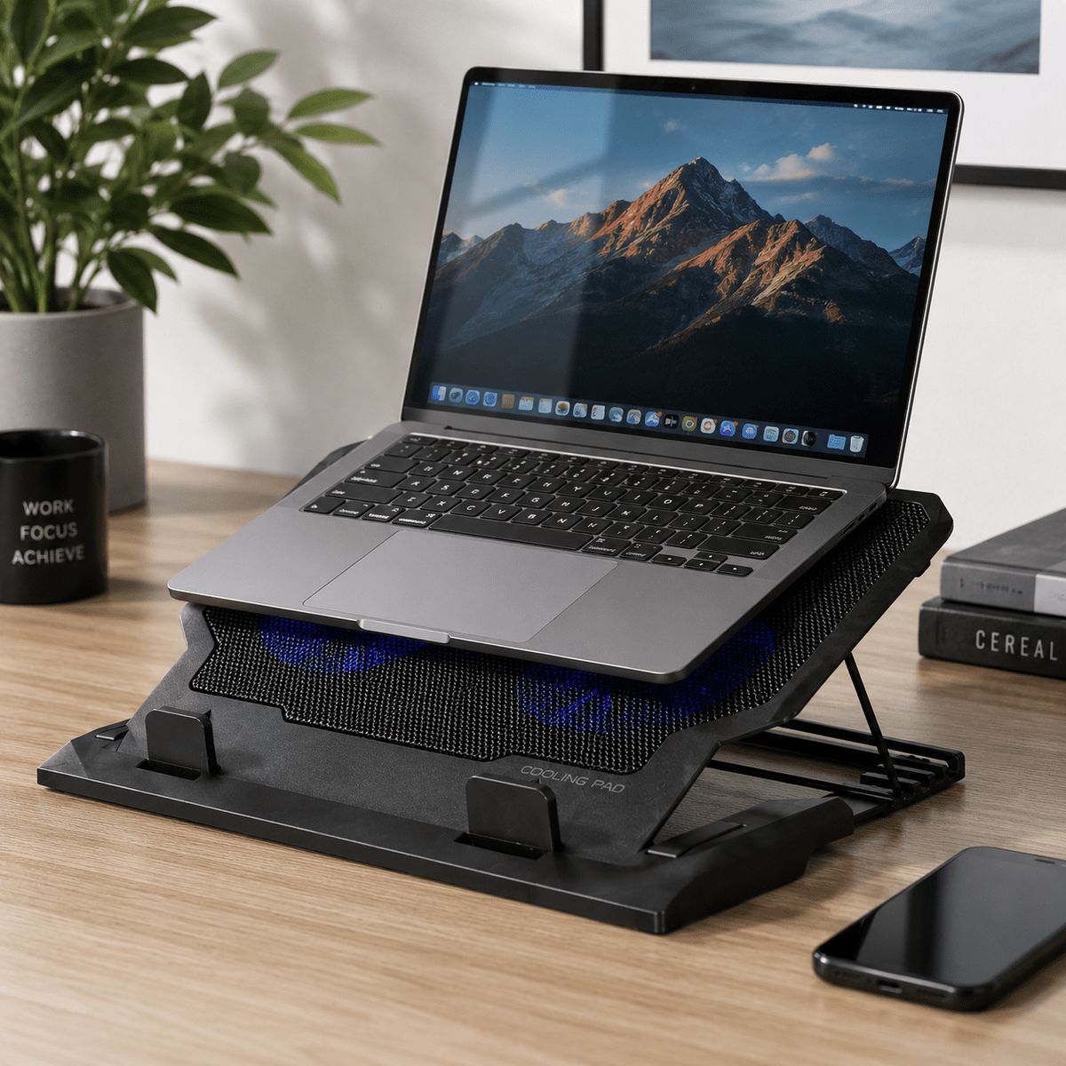GENERICO - Base Ventilada Notebook Ajustable Con Doble Ventilador