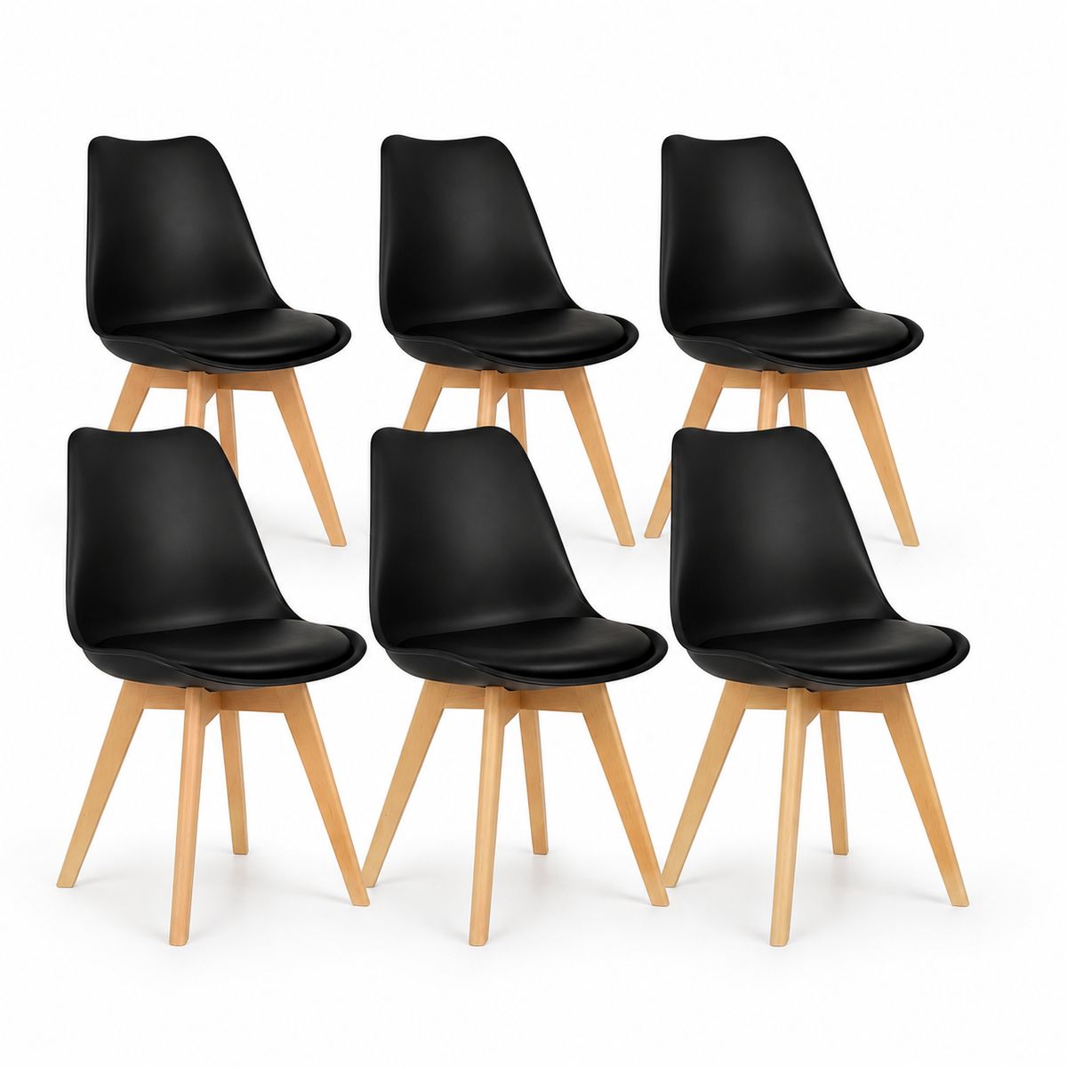 GENERICO - Pack 6 Sillas De Comedor Modelo Tulip