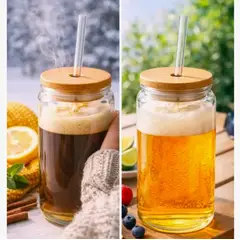 GENERICO - Vasos Vidrio Tapa Bambu
