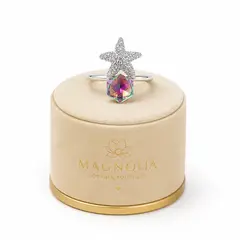 MAGNOLIA - Anillo sirena aura laminado oro blanco