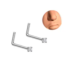 ELBAULDEJUMA - Pack 2 Piercings tipo L 2mm doble nostril simétrico titanio ASTM F136