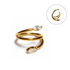 ELBAULDEJUMA - Piercing argolla Eva zirconias titanium astm 136 dorado PVD