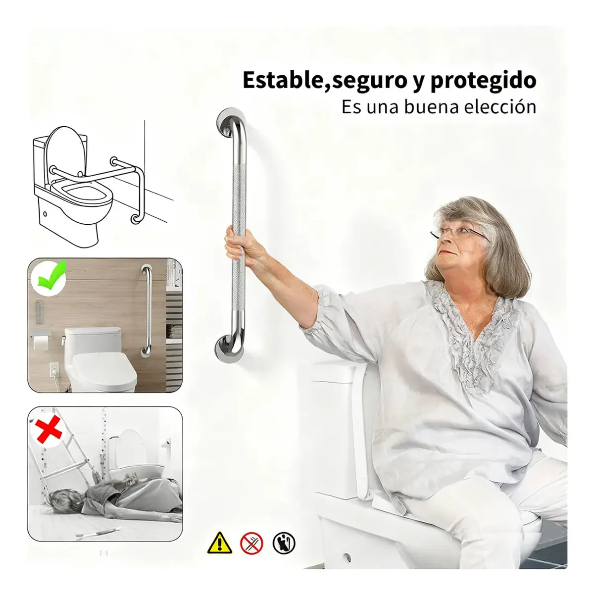 GENERICO - 60cm Barras De Agarre Antideslizante De Acero Inoxidable