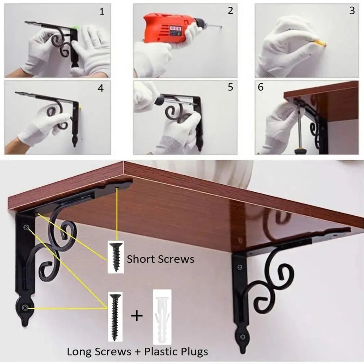 EINICIO - Paquete De 2 Soportes Decorativos Para Estantes Flotantes