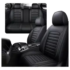 GENERICO - Funda Cubre Asiento Ecocuero Set 5 Asientos Color Negro