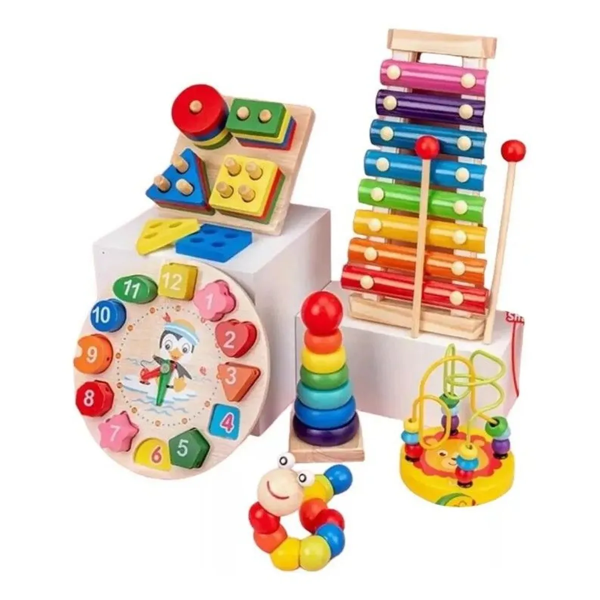 GENERICO - Pack 6 Juguetes Didácticos De Madera Para Niños Montessori
