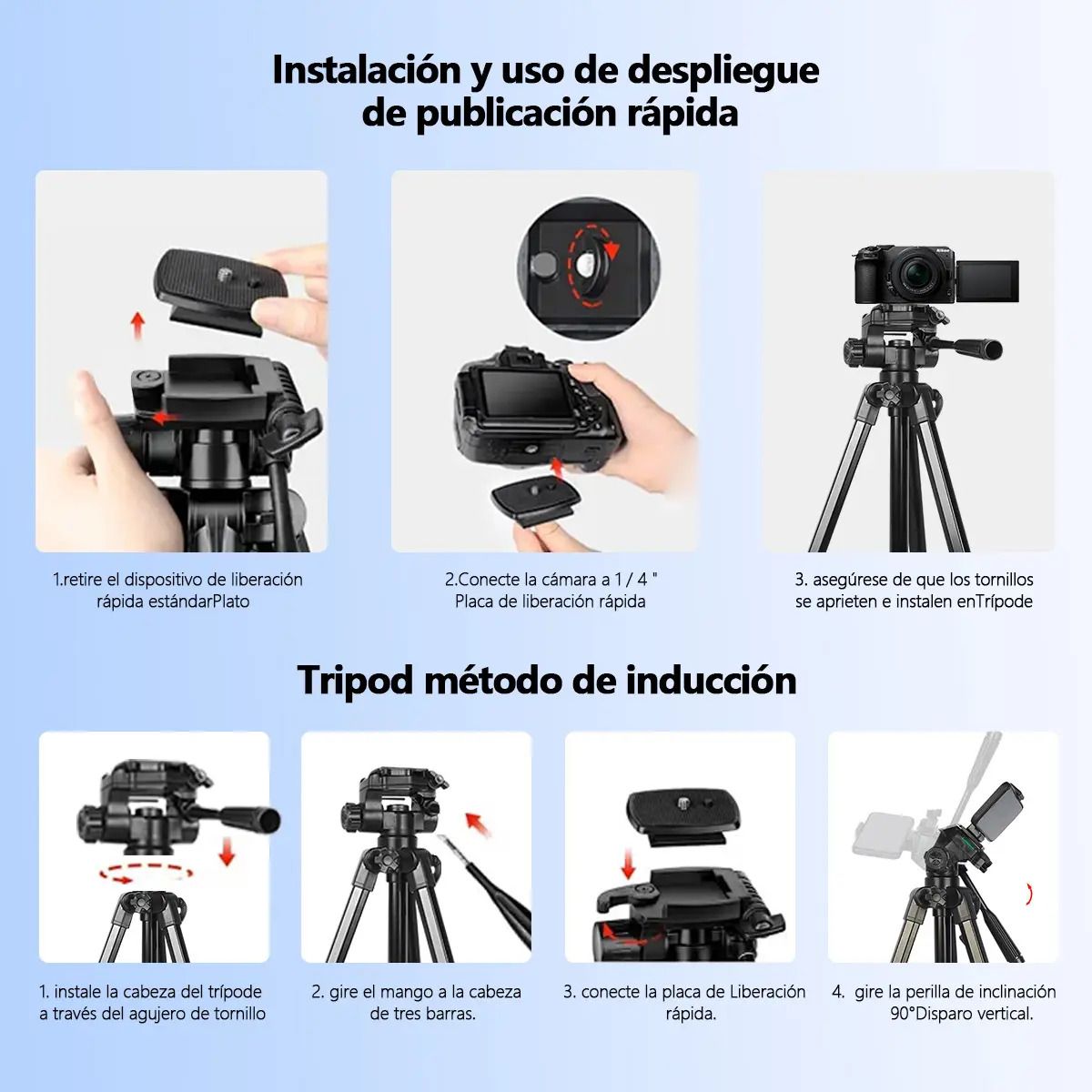 SUPERCENTER - Trípode profesional ajustable de 1.7m con Bluetooth para cámara y teléfono