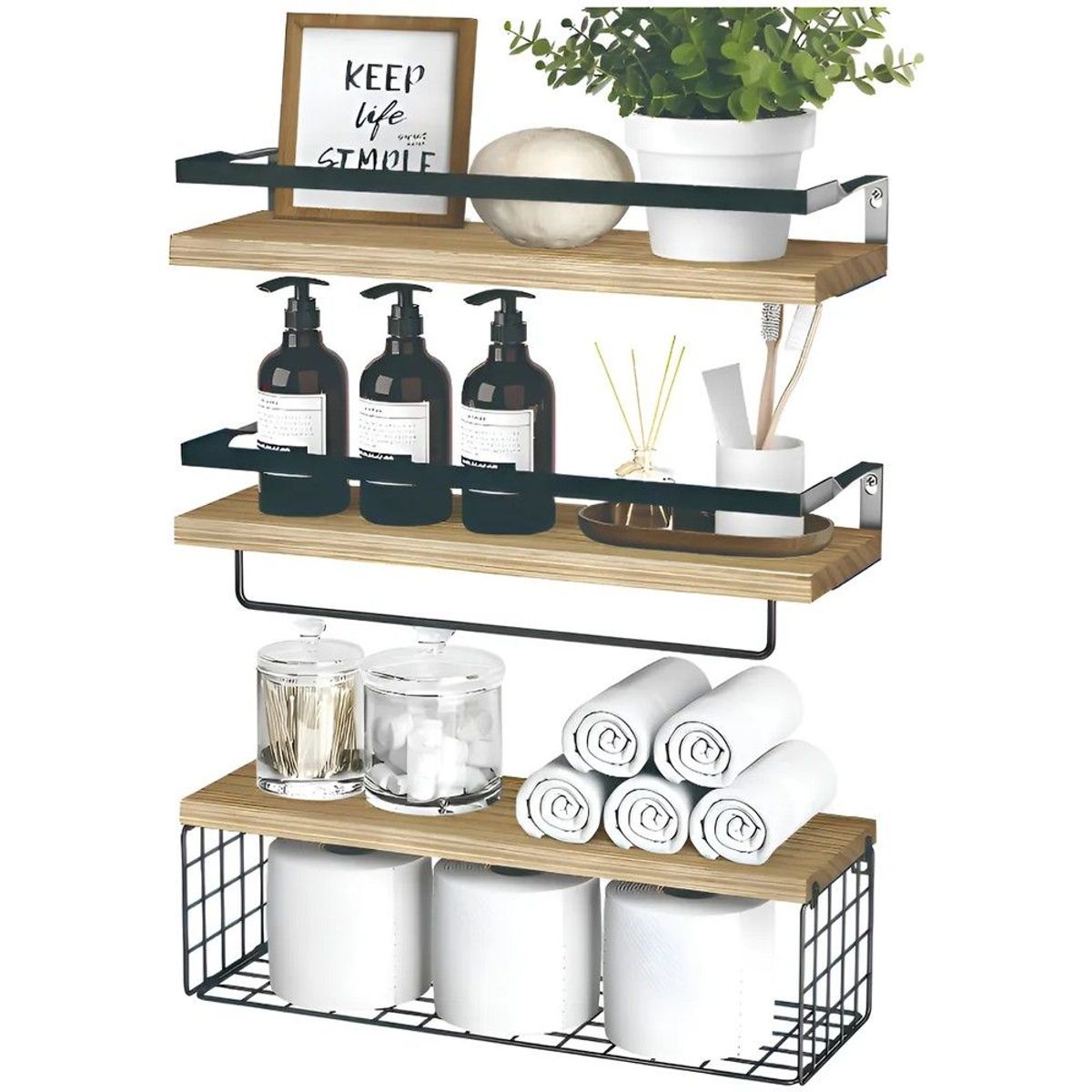 GENERICO - Kit Repisas Flotantes De Pared Estante Organizador Baño