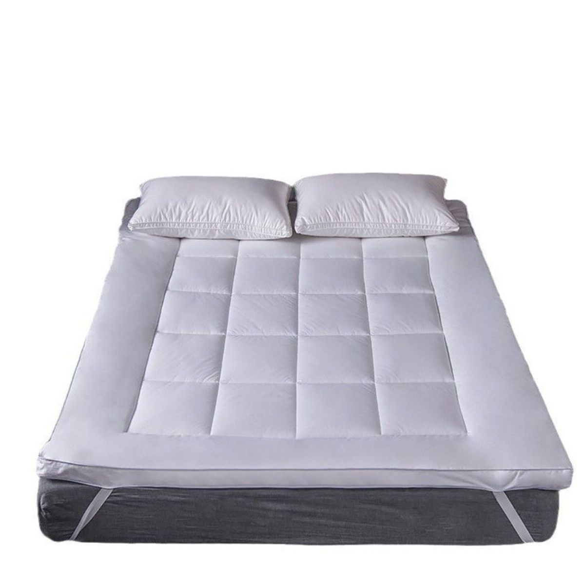 GENERICO - Cubrecolchón Topper Ultra Acolchado 2 Plazas Color Blanco