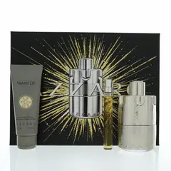AZZARO - Set Perfume Wanted 3 piezas Hombre (EDP 100 ml + 10 ml + Shampoo 75 ml)