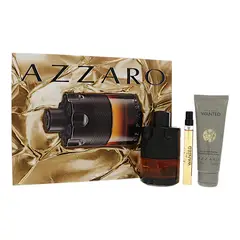 AZZARO - Set Perfume The Most Wanted Parfum 3 piezas Hombre (EDP 100 ml + 10 ml + Shampoo 75 ml)