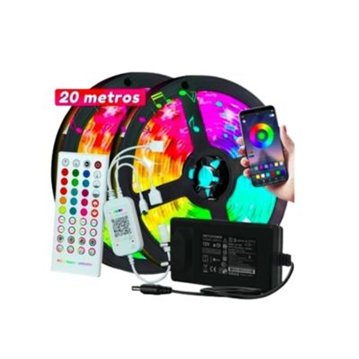 GENERICO - Tira De Luces Led Rrgb Bluetooth Músic 20 Metros