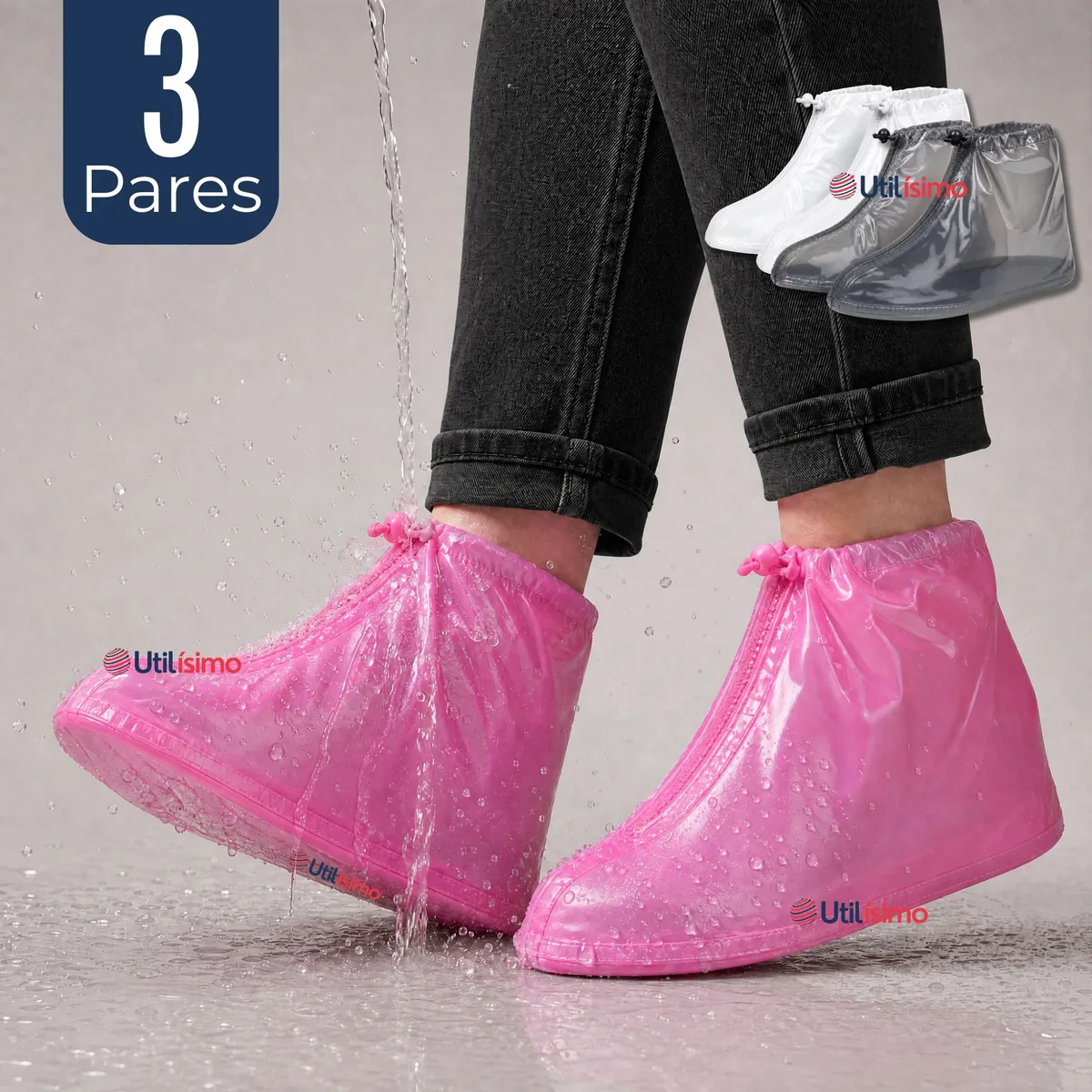 UTILISIMO - Pack 3 Pares Fundas Cubre Calzado Impermeables Aislante Lluvia Surtido Mujer
