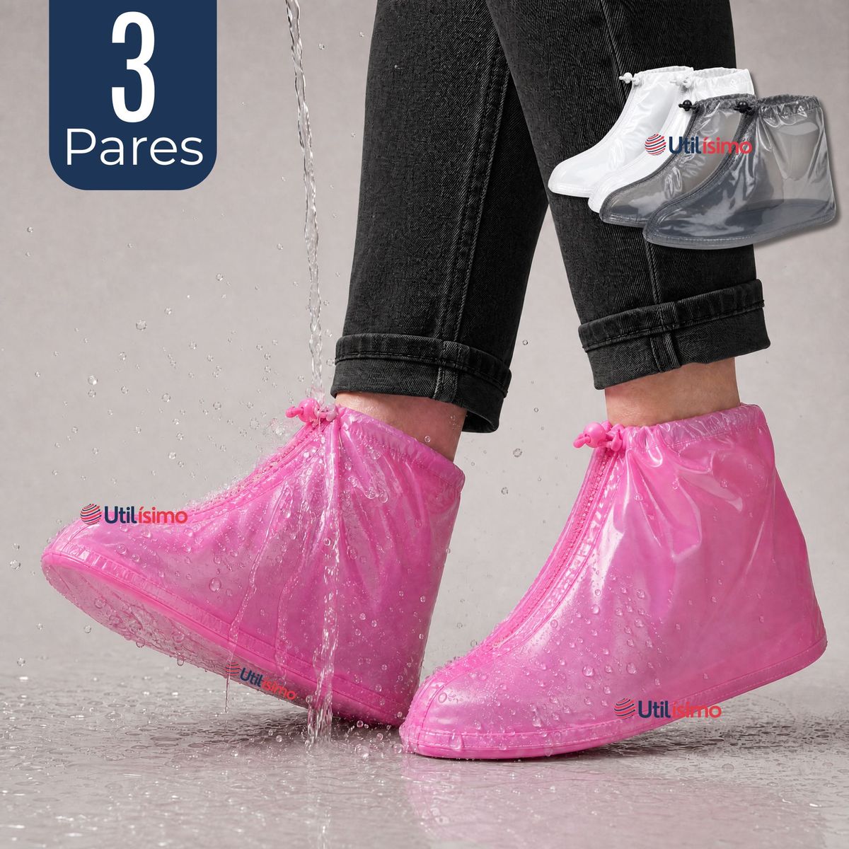 UTILISIMO - Pack 3 Pares Fundas Cubre Calzado Impermeables Aislante Lluvia Surtido Mujer