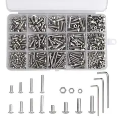GENERICO - 500 Tornillos Cabeza Plana M3 M4 M5 Hexagonal Tuerca Pernos.