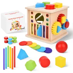 AIZO - Juguete Cubo Didáctico De Madera Bebe Infantil 8 en 1