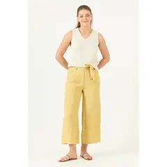 PRIVILEGE - Pantalon De Lino Straight Maiz Cod 2013725