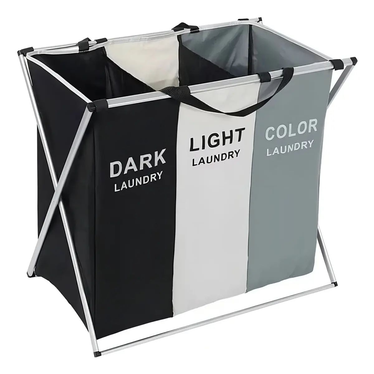 GENERICO - 2 Cestos Canasto De Ropa Sucia Plegable 3 Compartimientos Color Negro Liso