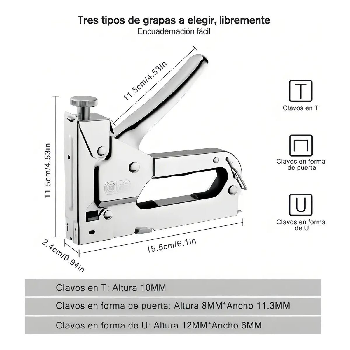 GENERICO - Engrapadora Manual Multifuncional 3 en 1 con Potencia Ajustable Labg