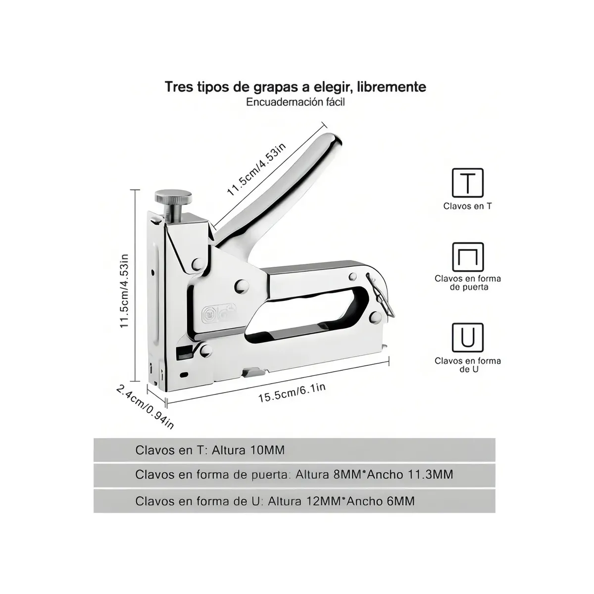 GENERICO - Engrapadora Manual Multifuncional 3 en 1 con Potencia Ajustable Labg