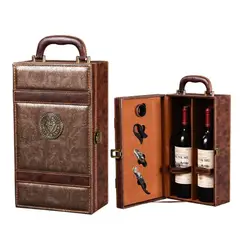 GENERICO - Caja Para Vinos Maleta De Cuero Regalo Con Accesorios