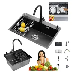KUANGYE - Combo Lavaplato Empotrado 55x45Cm Fregadero Cocina Acero Inoxidable Con Accesorios