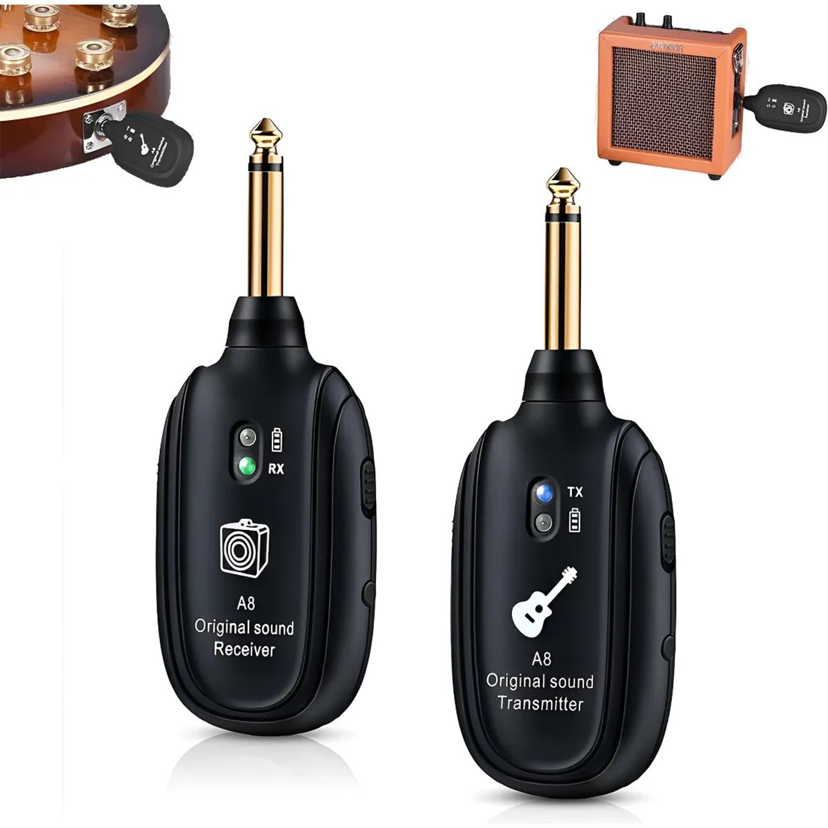 GENERICO - Sistema Inalámbrico A8 para Guitarra y Otros Instrumentos con Batería Recargable