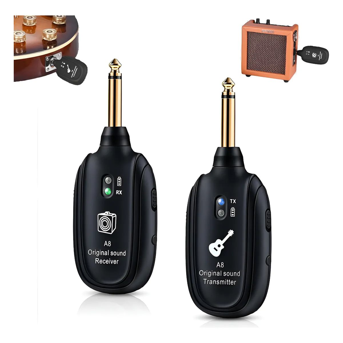 GENERICO - Sistema Inalámbrico A8 para Guitarra y Otros Instrumentos con Batería Recargable