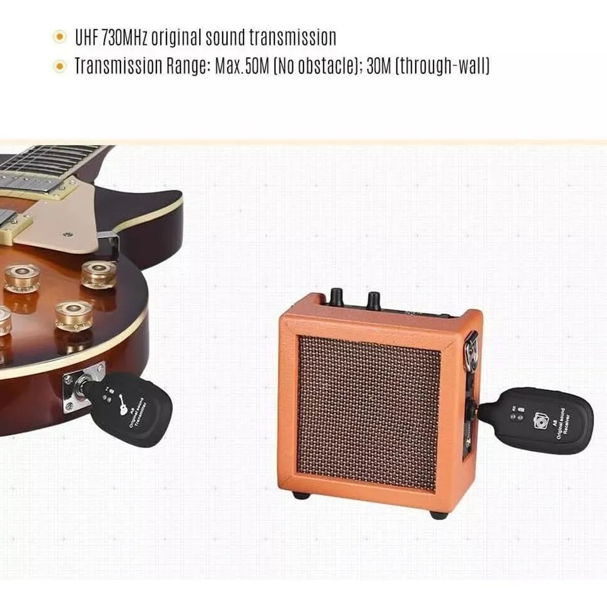 GENERICO - Sistema Inalámbrico A8 para Guitarra y Otros Instrumentos con Batería Recargable