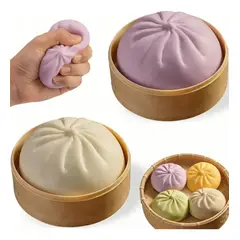 TIOZONEY - 2PCS Squishy De Dumpling Antiestrés Blanco y Rosado