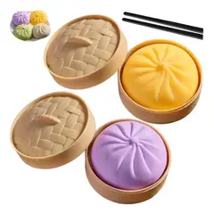 TIOZONEY - 2PCS Squishy De Dumpling Antiestrés Amarillo y Morado