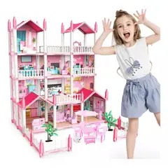 GENERICO - Casa De Muñecas Castillo De Princesa Con Muebles Con Led