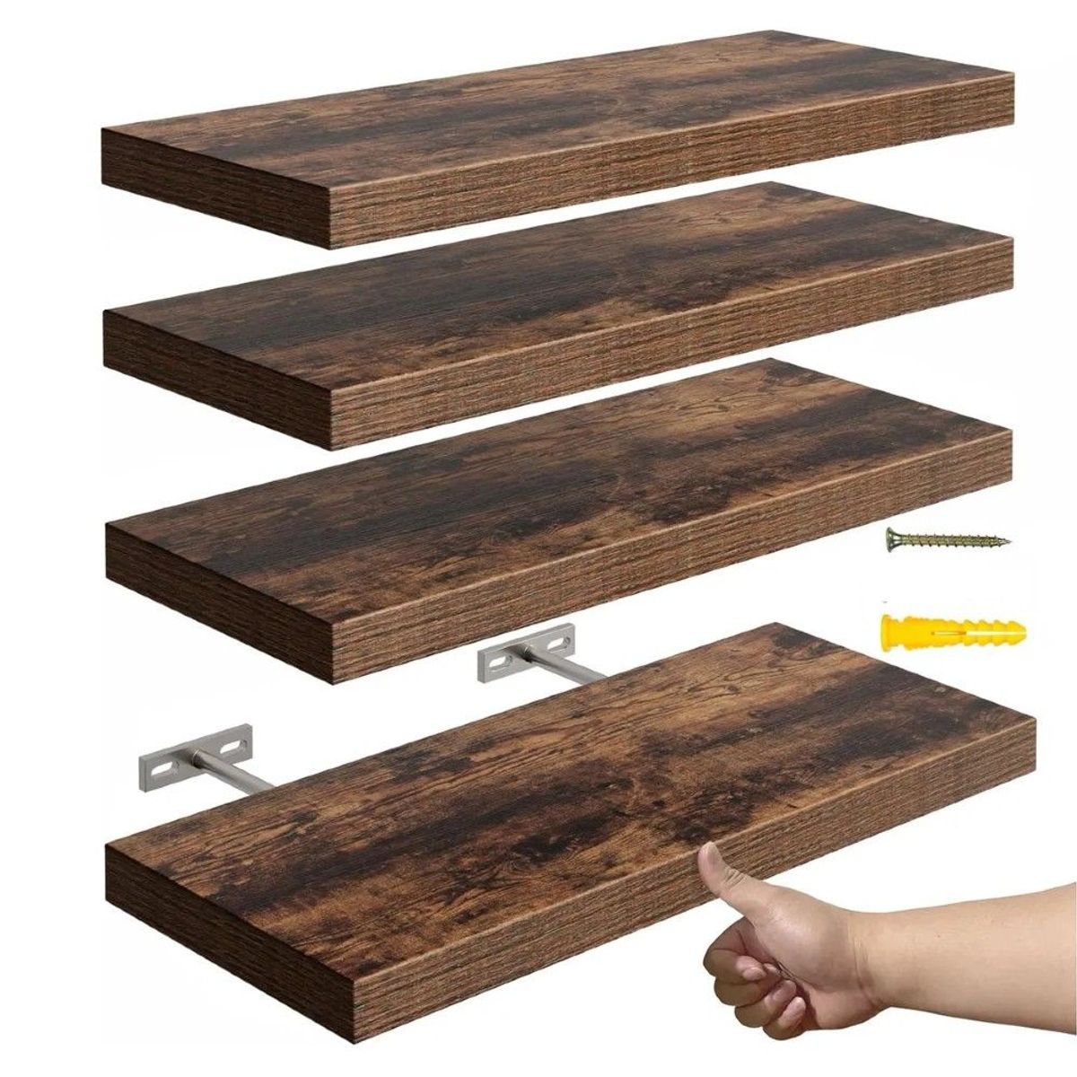 GENERICO - Repisas Flotantes De Madera Premium Kit X4 40cm Premium