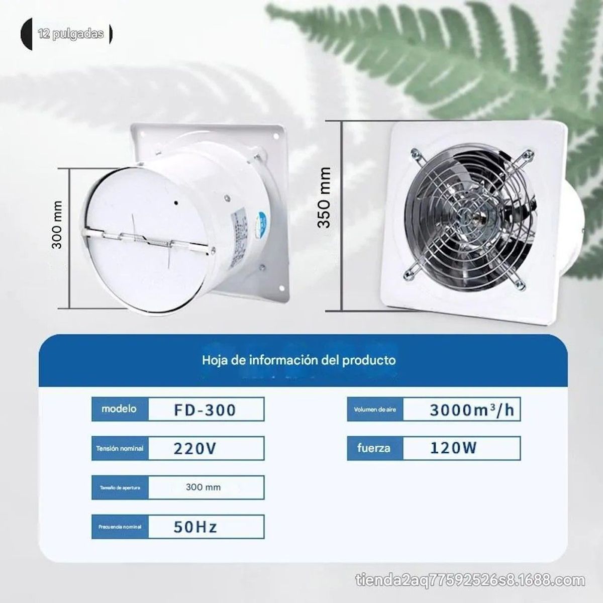 GENERICO - Extractor De Aire Industrial 12 Pulgadas 300mm 120w