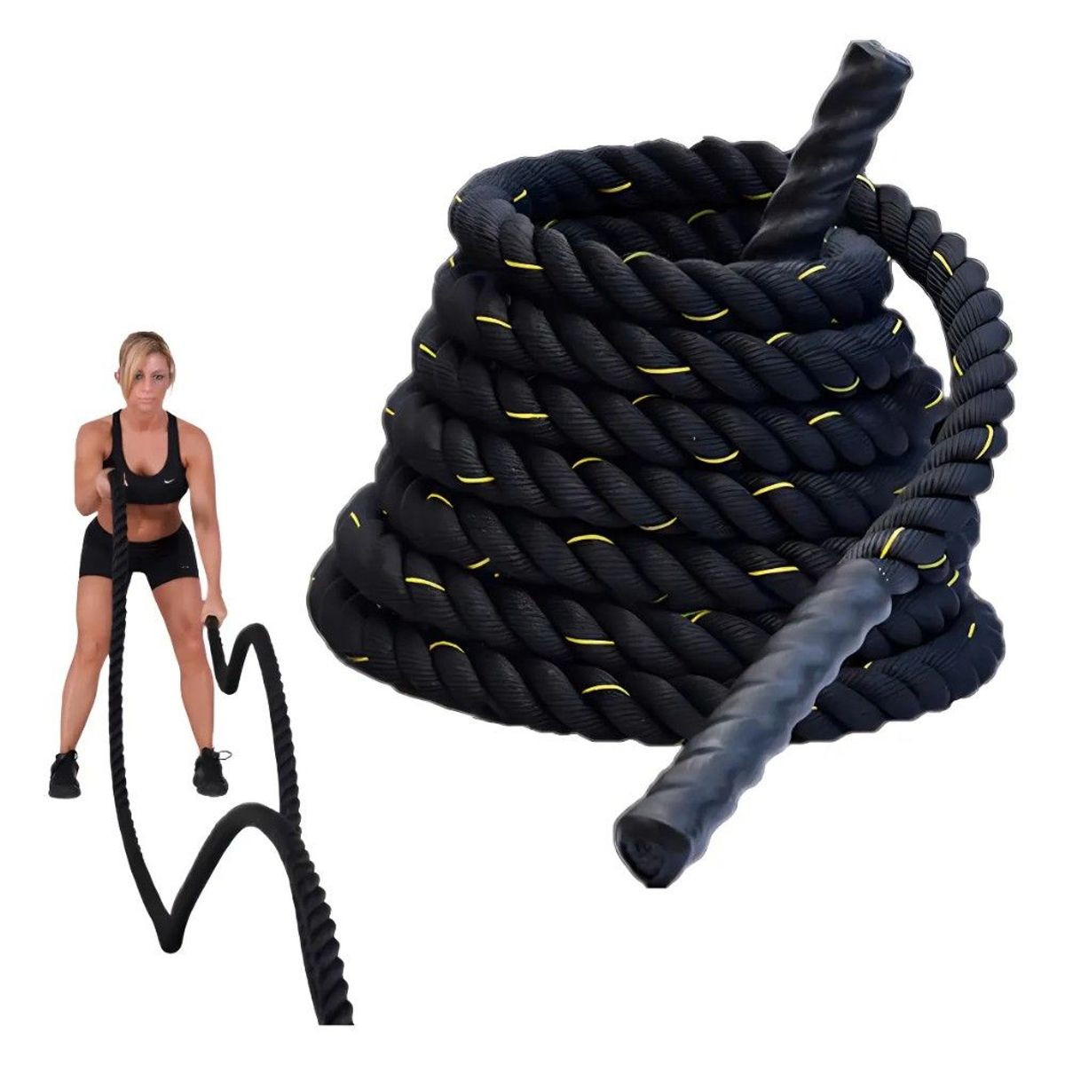 GENERICO - Cuerda Fuerza Batalla 9mt X 25mm Fitness Negro
