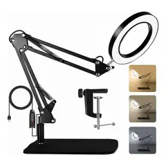 UMEXUS - Lámpara Lupa De Aumento Lente Circular 10x Luz Led Soporte