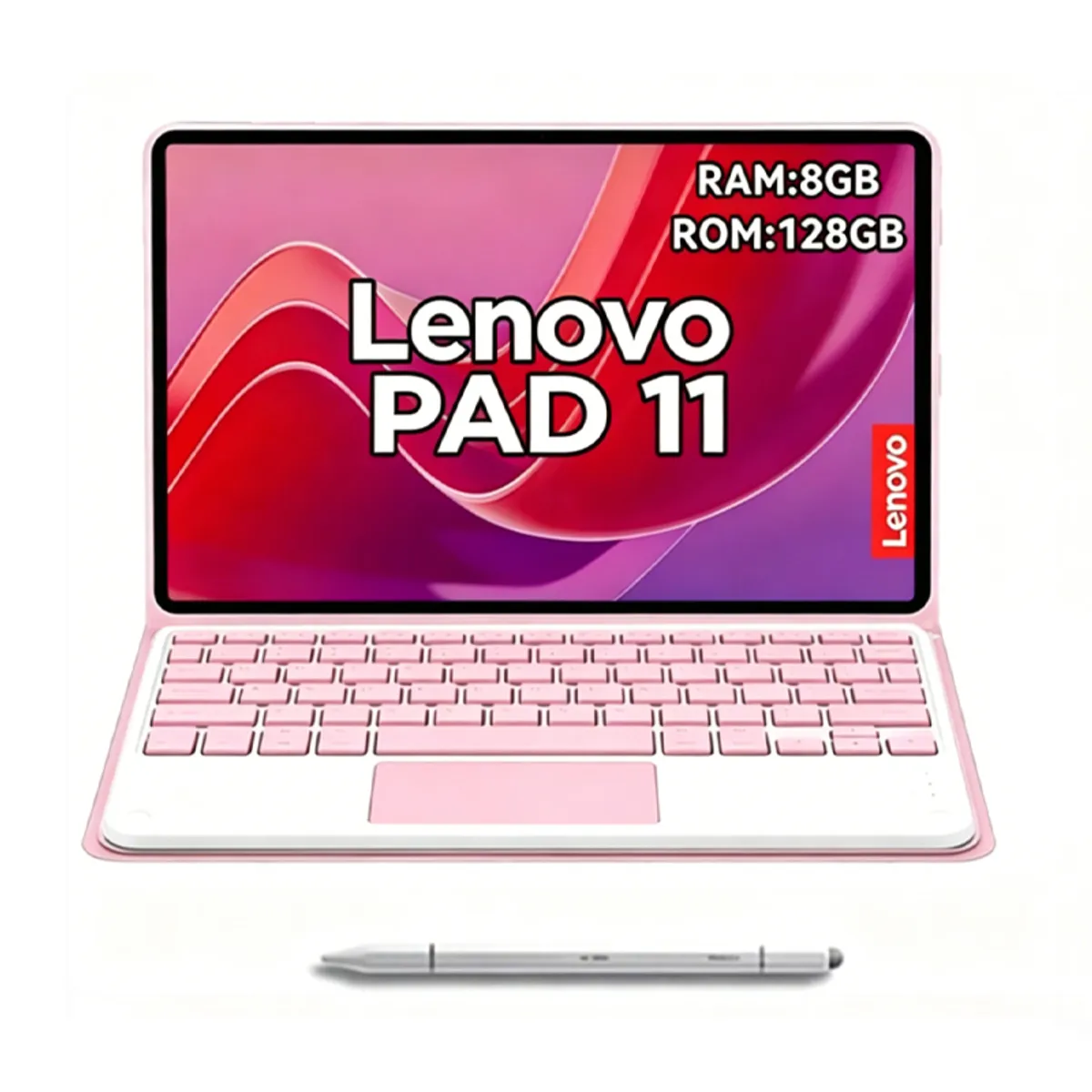 LENOVO - Tablet Lenovo Pad 11 2024 8+128GB 11" WIFI 2.5K-Gris+Teclado Rosa+Lápiz táctil